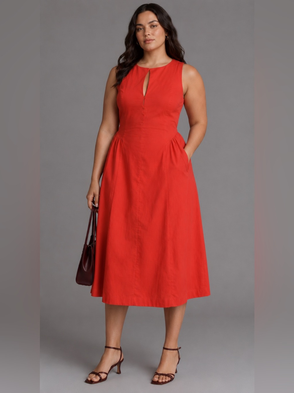 SOVERE Eva Petite A-Line Midi Dress Red